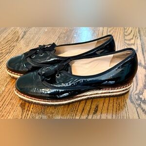 Bottega Veneta Patent Leather Lace-Up Espadrilles Loafers Flats Black Women’s 40